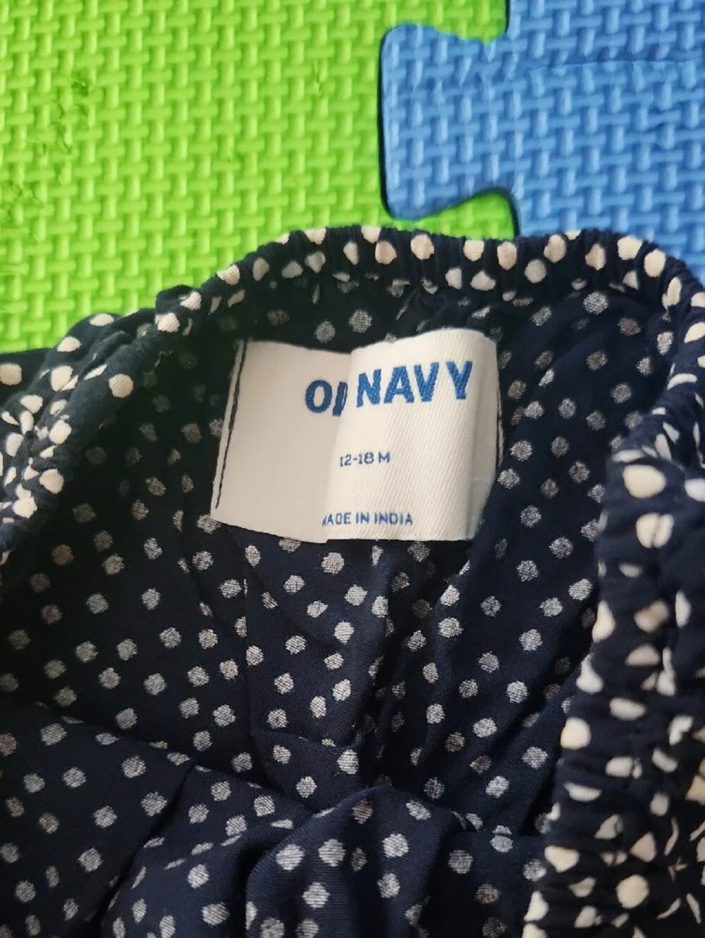 Old Navy Navy and White Polka Dot Girls Romper